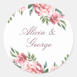 Adesivo Elegante cor-de-rosa, rosas de burgundy, favor de 
