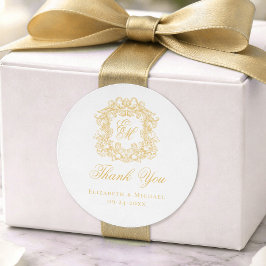 Adesivo Elegante Crista de Casamento com Monograma em Ouro