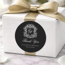 Elegante Crista de Casamento com Monograma Preto O