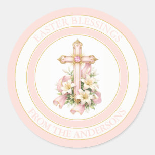 Adesivo Elegante Cruz de Páscoa & Design de Lírios