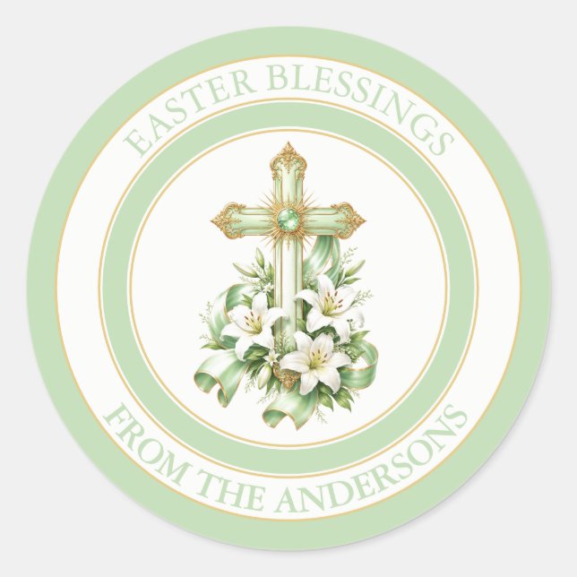 Adesivo Elegante Cruz de Páscoa & Design de Lírios (Frente)