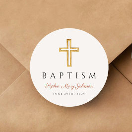 Adesivo Elegante Cruz Religiosa Terracotta Baptismo