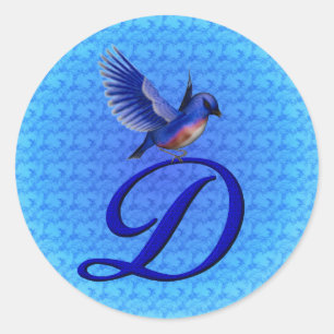 Adesivo Elegante D inicial do Monograma de Bluebird