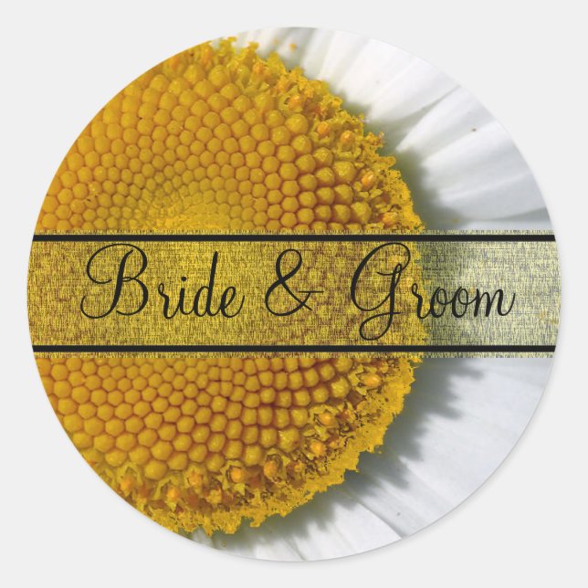 Adesivo Elegante Daisy Wedding Stickers (Frente)