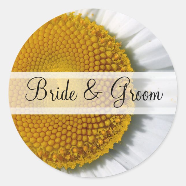 Adesivo Elegante Daisy Wedding Stickers (Frente)