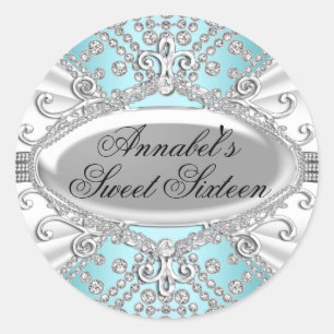 Adesivo Elegante de Diamante Azul Sweet 16
