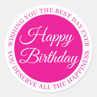 Adesivo Elegante de “Feliz Aniversário” Rosa
