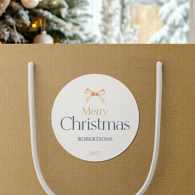 Adesivo Elegante de Natal Feliz com Arco Dourado (Criador carregado)