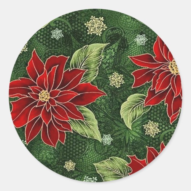 Adesivo Elegante de Poinsettia de Natal (Frente)