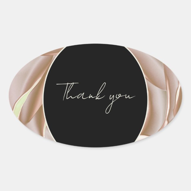 Adesivo Elegante de Rosa Floral Creme "Obrigado" (Frente)