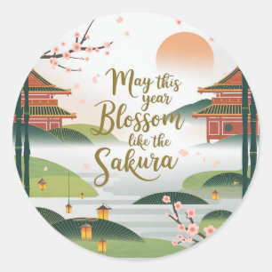 Adesivo Elegante Design do Jardim Japonês - Sakura Blossom