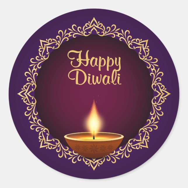 Adesivo Elegante Diwali Diyas Purple (Frente)