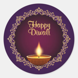 Adesivo Elegante Diwali Diyas Purple