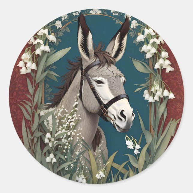 Adesivo Elegante Donkey e Lily das Flores do Vale (Frente)