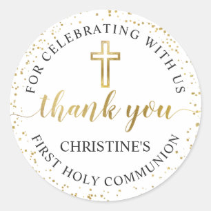 Adesivo Elegante Dourada Glitter Primeira Comunhão Obriga