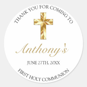 Adesivo Elegante Dourada Primeira Sagrada Comunhão Obriga