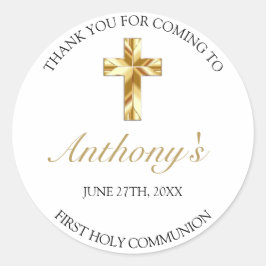 Adesivo Elegante Dourada Primeira Sagrada Comunhão Obrigad