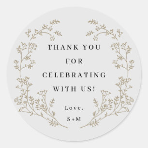 Adesivo Elegante Dourada Wreath Obrigado