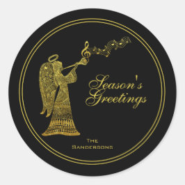 Adesivo Elegante Dourado Angel no Natal Negro