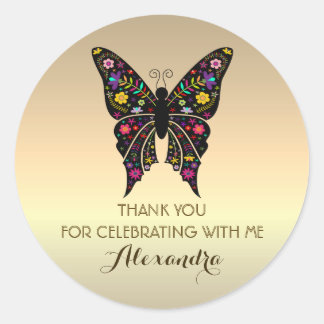 Adesivo Elegante Dourado Aniversário Obrigado