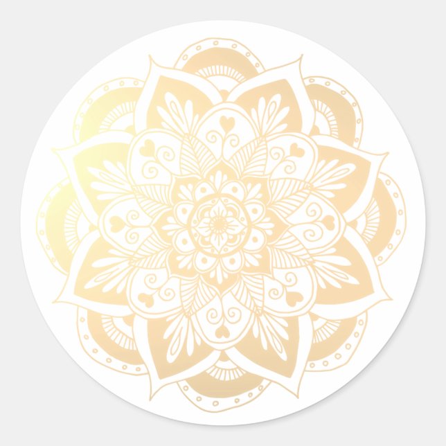 Adesivo Elegante Dourado de Flor Mandala (Frente)