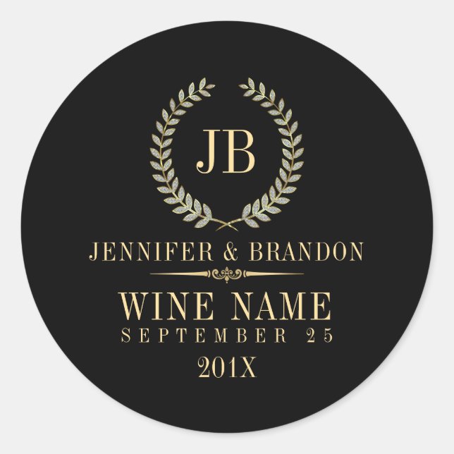 Adesivo Elegante Dourado e Silver Laurel Wreath (Frente)