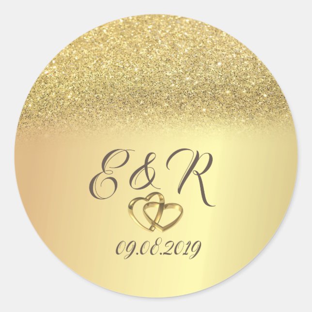 Adesivo Elegante Dourado Glitter Bokeh, Bokeh Corações (Frente)