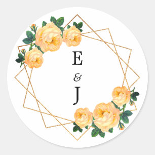 Adesivo Elegante Dourado Glitter Geométrico Laranja Flora