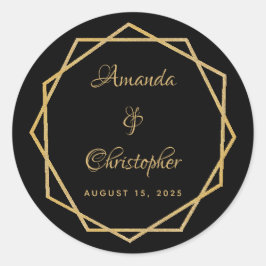 Adesivo Elegante Dourado no Casamento Geométrico Moderno N