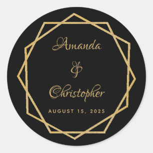Adesivo Elegante Dourado no Casamento Geométrico Moderno N
