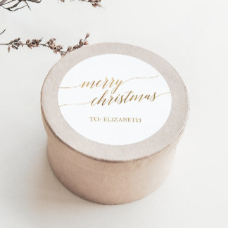 Adesivo Elegante Dourado Nome do presente de Natal Feliz