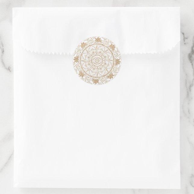Adesivo Elegante Dourado Olho Sol Lua Mandala Branco (Bolsa)