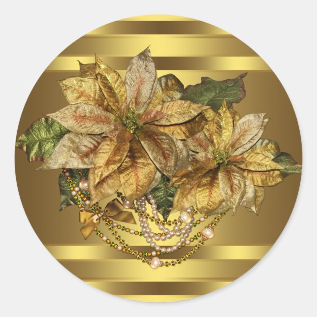 Adesivo Elegante Dourado Poinsettia Stickers (Frente)