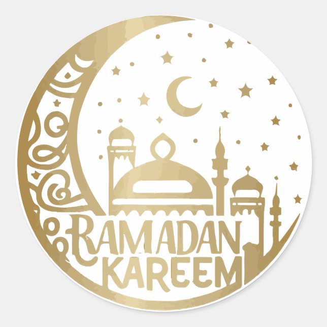 Adesivo Elegante Dourado Ramadan Kareem Mubarak (Frente)