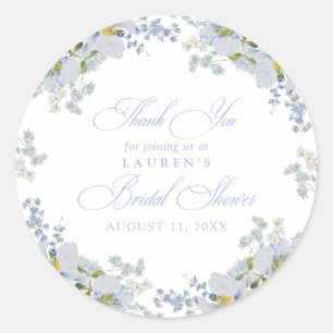 Adesivo Elegante Dusty Blue Floral Chá de panela Obrigado