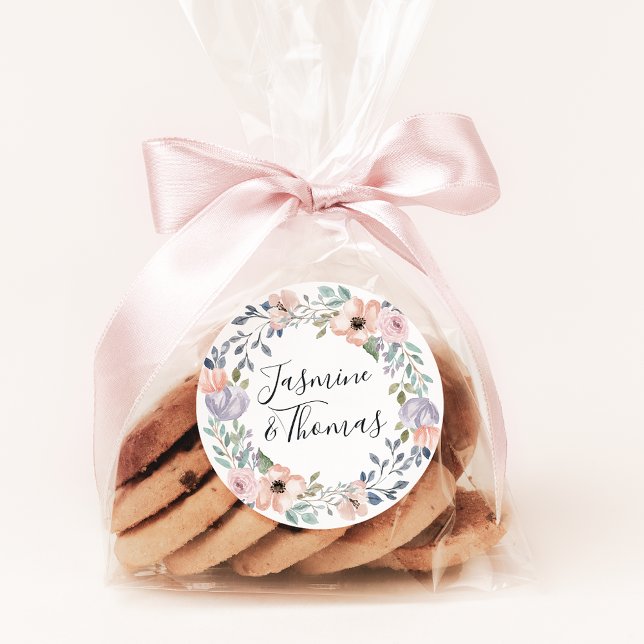 Adesivo Elegante Dusty Rosa e Peach Floral Wreath Wedes (Criador carregado)