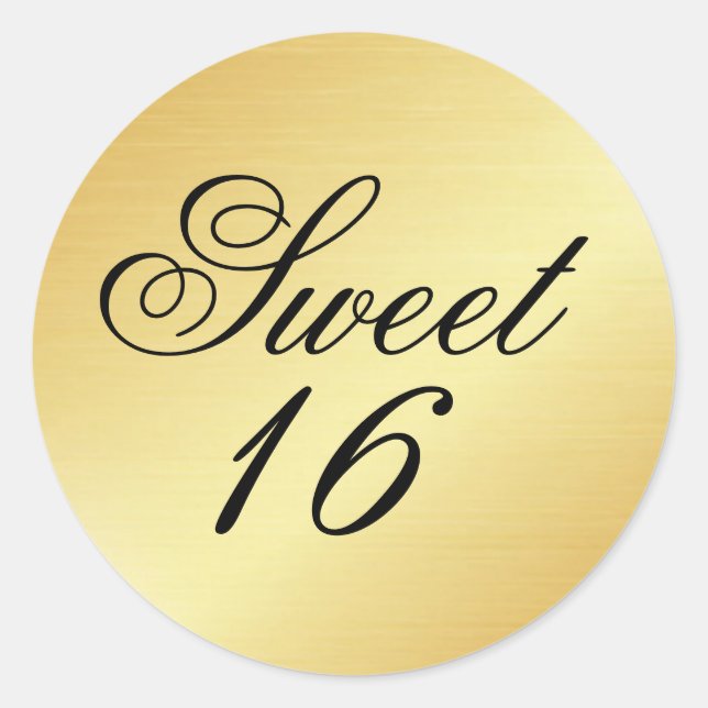 Adesivo Elegante e Chic Dourado Sweet 16 Sticker (Frente)