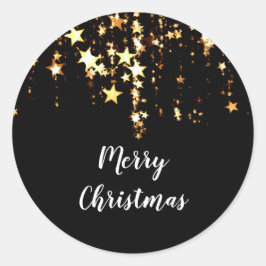 Adesivo elegante e moderno estrelas de ouro de Natal Feliz