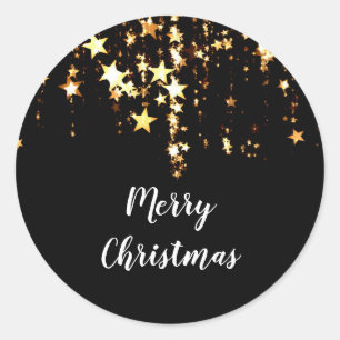 Adesivo elegante e moderno estrelas de ouro de Natal Feliz