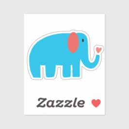 Adesivo Elegante elefante de desenho animado azul com cora