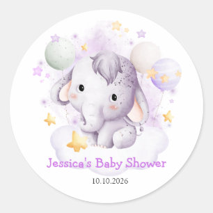 Adesivo Elegante Elefante Rosa Estrelas Aquarela Chã de Be