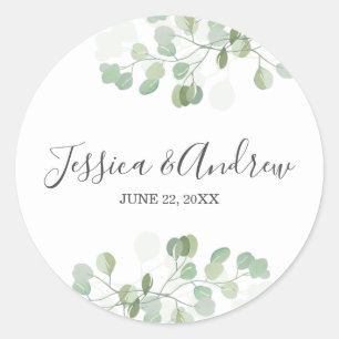 Adesivo Elegante Elegante De Envelope De Casamento Eucalyp