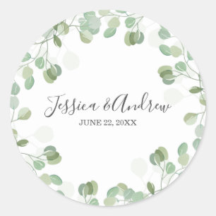 Adesivo Elegante Elegante De Envelope De Casamento Eucalyp