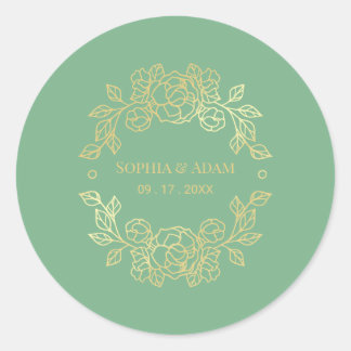 Adesivo Elegante Elegante Floral Jade Green E Ouro