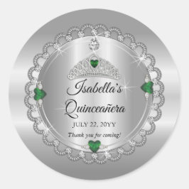 Adesivo Elegante Emerald Green | Diamond Crown Quinceañera