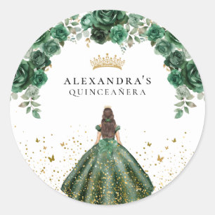 Adesivo Elegante Emerald Quinceañera Floral Faux Foil