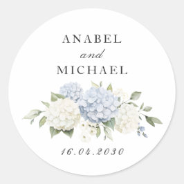 Adesivo Elegante Envelope Floral de Hortênsia Azul com Ver
