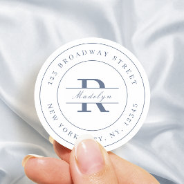 Adesivo Elegante estilo azul minimalista endereço de devol