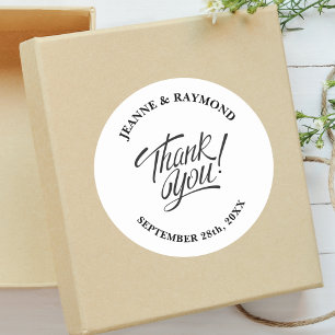 Adesivo Elegante Estiloso Favor de Casamento Obrigado