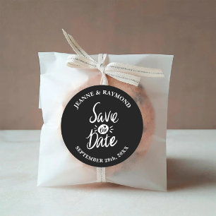 Adesivo Elegante Estiloso Preto Casamento Salve a data
